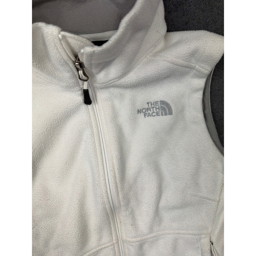 The North‎ Face Fleece Vest Women's Small White Full Zip Logo Mock Neck Pockets